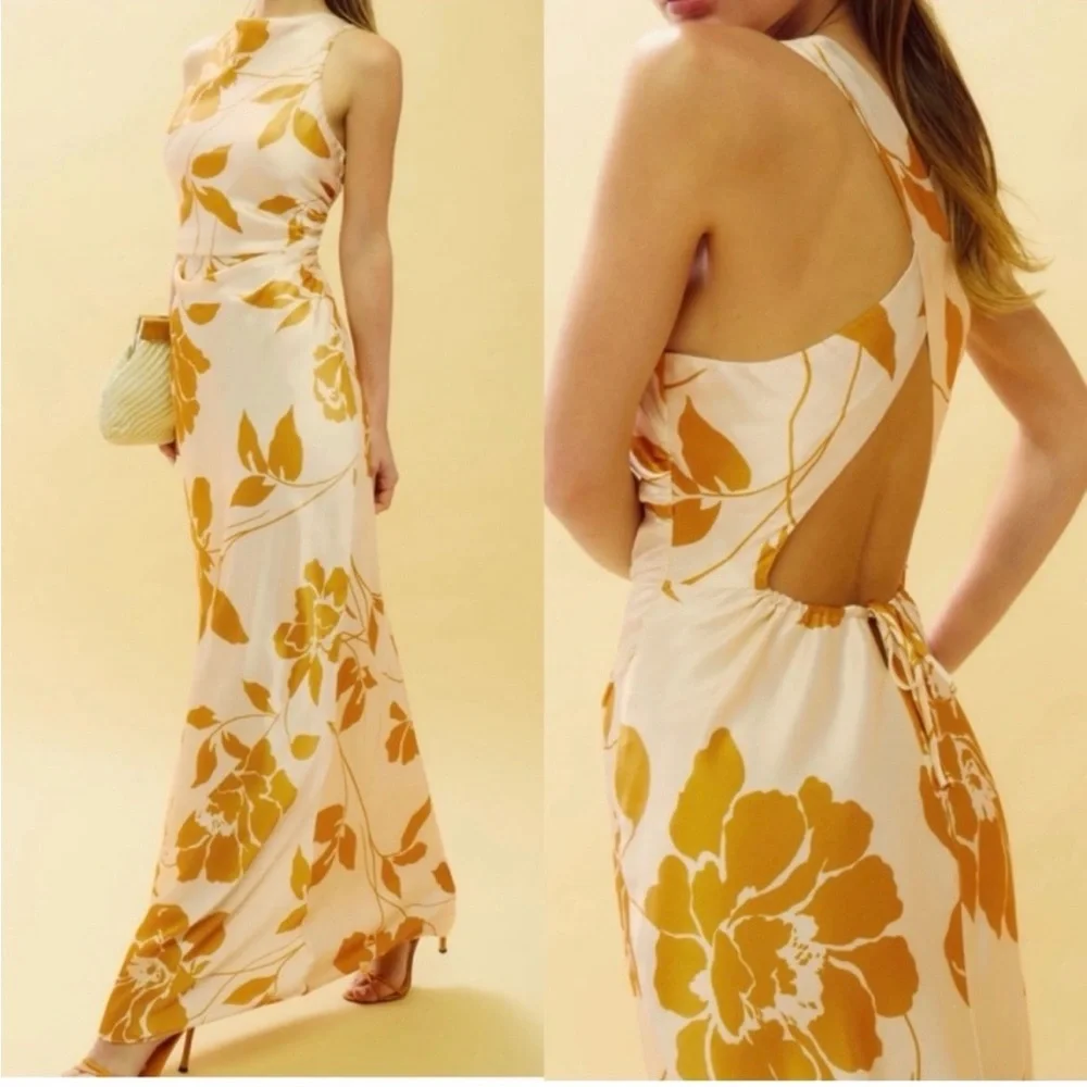 NEW size 2 Reformation Anaiis Silk Maxi Dress in Maracuya - Picture 1 of 5